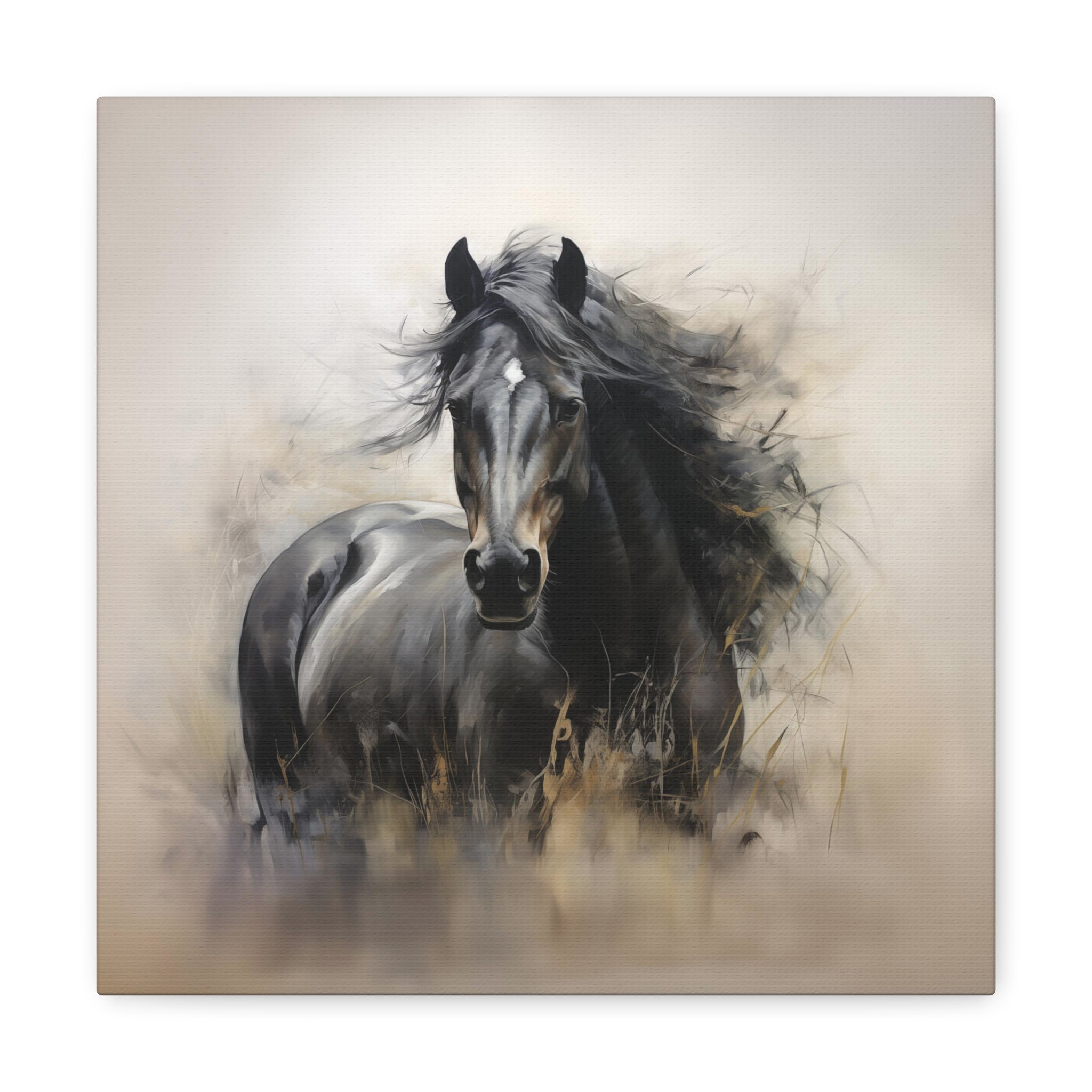 Wild Black Horse Wall Art - Canvas Print Gallery Wrap