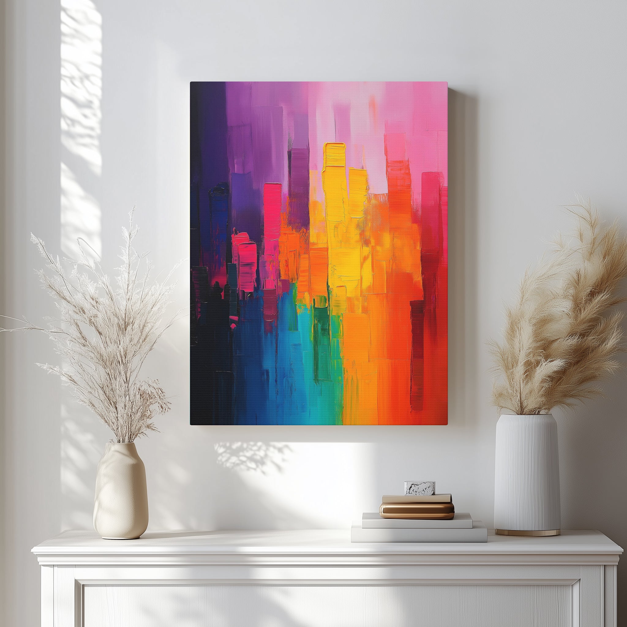 Colorful Abstract Wall Art - Canvas Print Gallery Wrap - Rainbow Impasto I