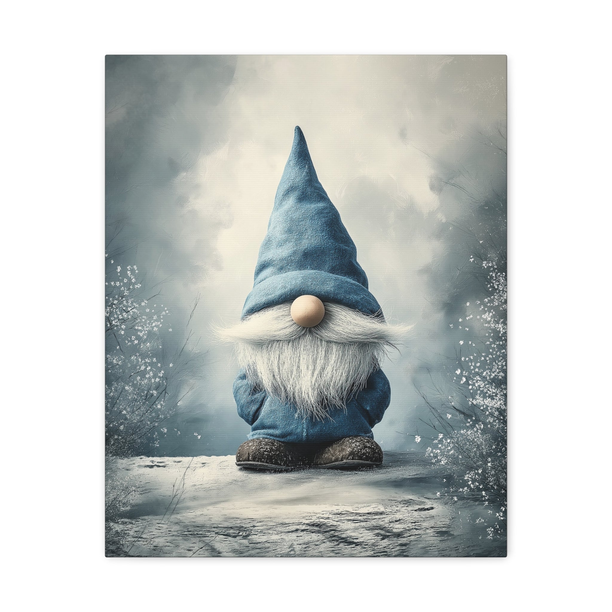 Blue Gnome Wall Art - Canvas Print Gallery Wrap - Shabby Chic