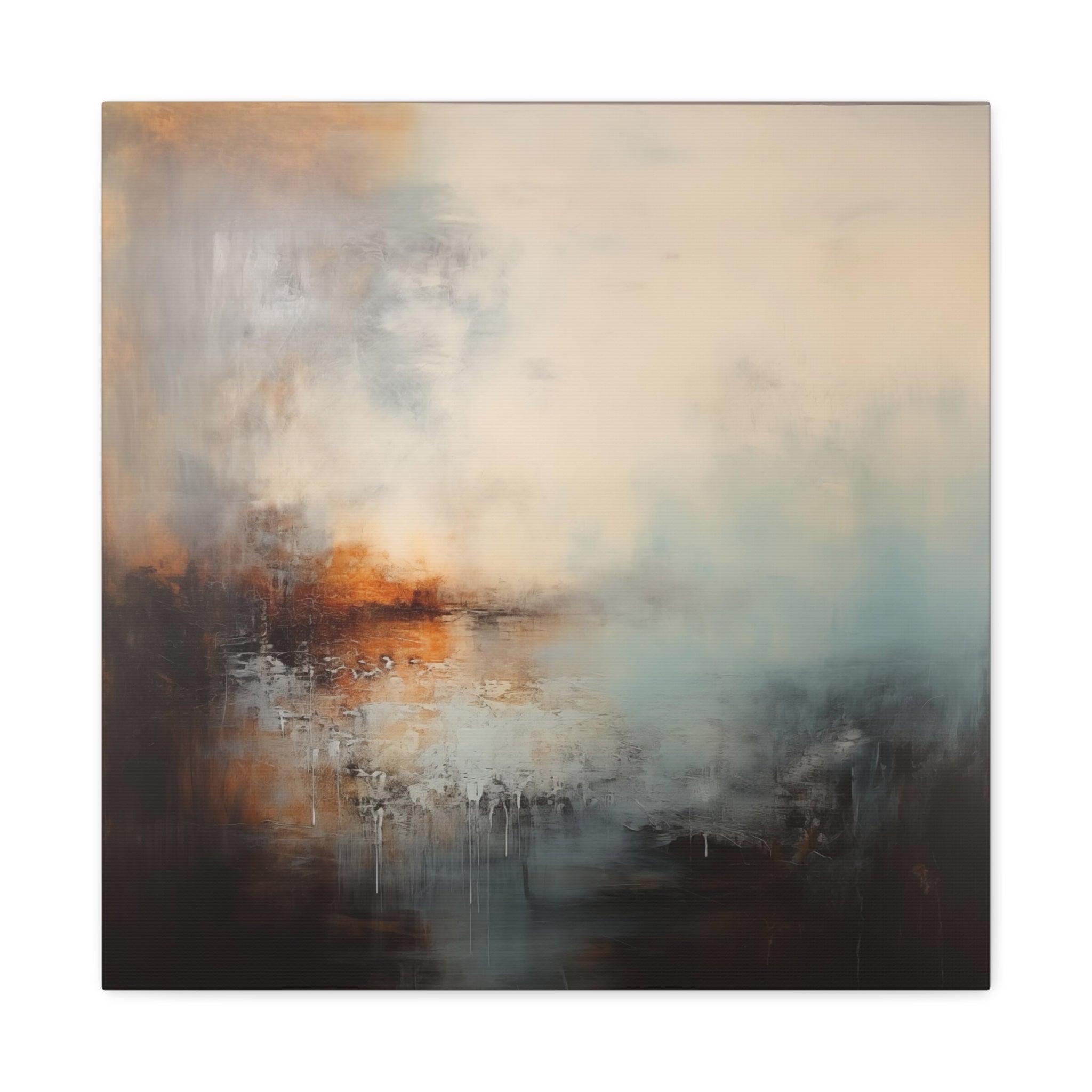 Abstract Misty Haze Wall Art - Canvas Print Gallery Wrap - Denim Blue & Orange