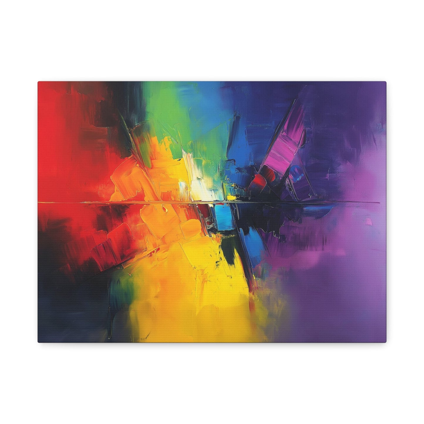 Colorful Abstract Wall Art - Canvas Print Gallery Wrap - Rainbow Impasto II - Horizontal