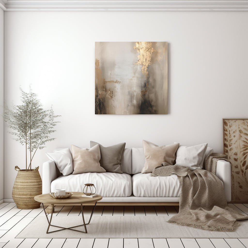 Abstract Neutral Wall Art - Canvas Print Gallery Wrap - Charred Concrete & Ochre