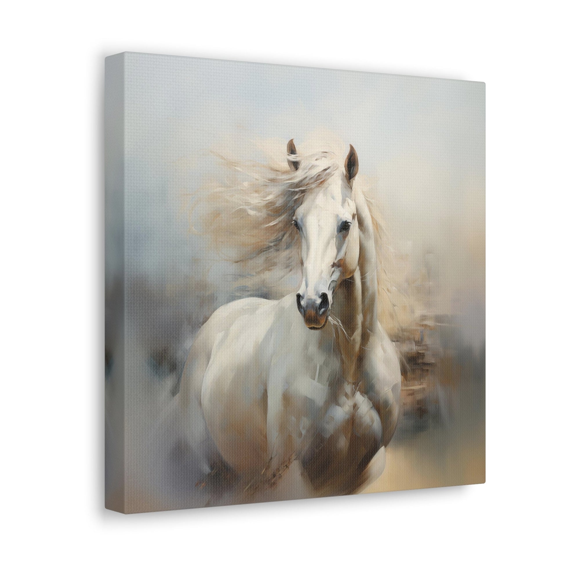 Wild White Horse Wall Art - Canvas Print Gallery Wrap