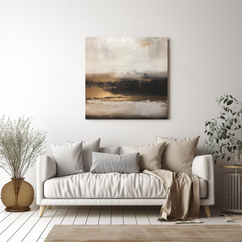 Abstract Neutral Wall Art - Canvas Print Gallery Wrap - Charred Concrete & Ochre