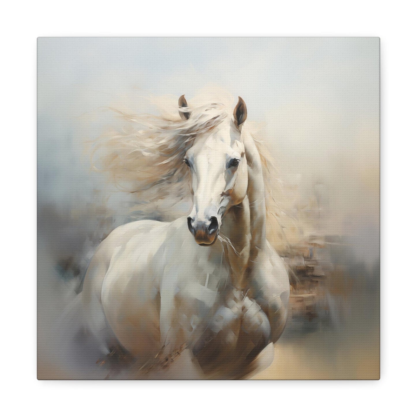 Wild White Horse Wall Art - Canvas Print Gallery Wrap