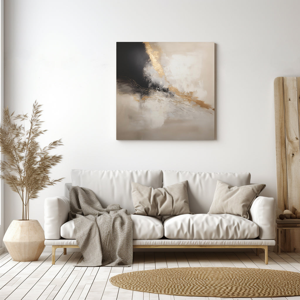 Abstract Neutral Wall Art - Canvas Print Gallery Wrap - Charred Concrete & Ochre