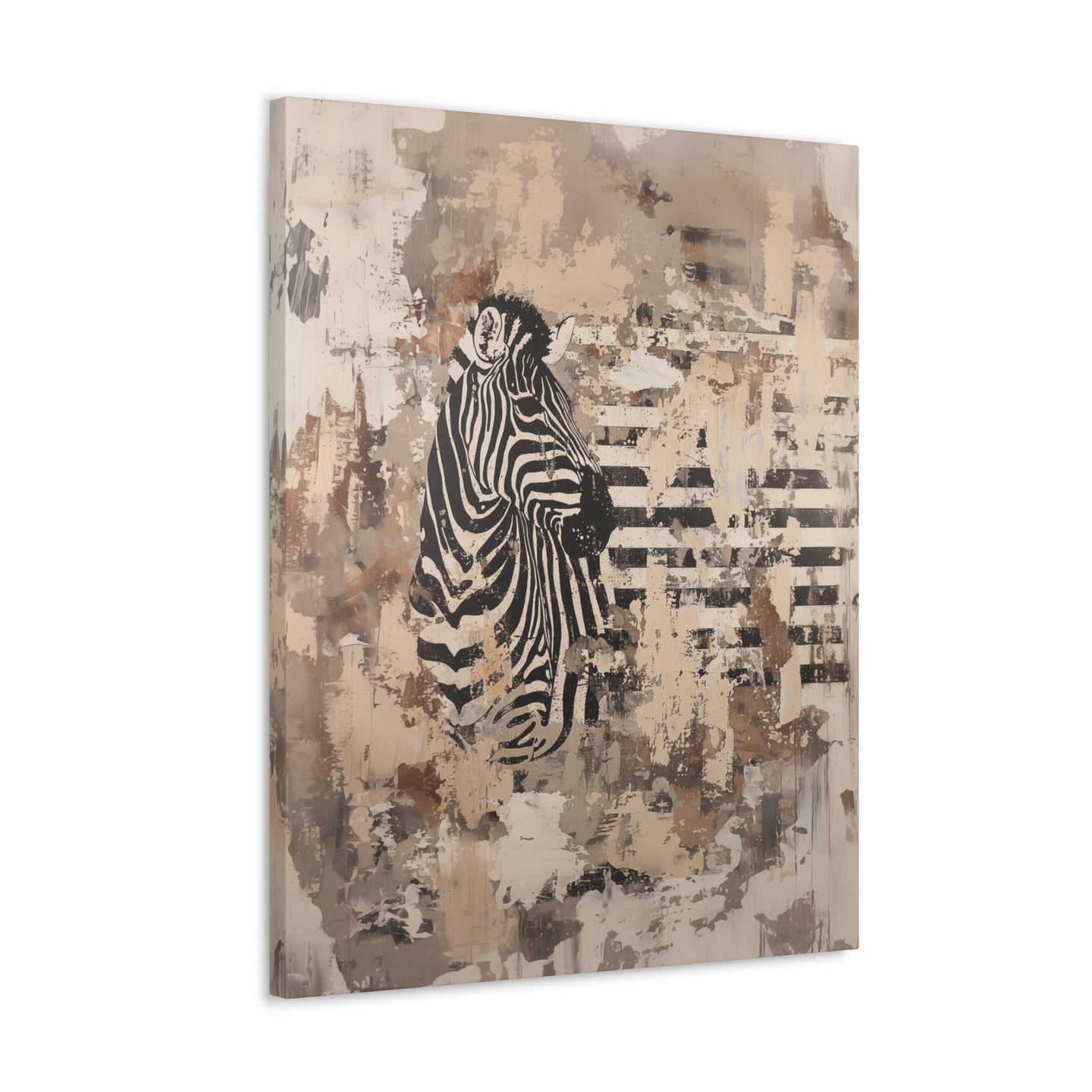 Zebra Neutral Stripes - Wall Art - Canvas Print Gallery Wrap