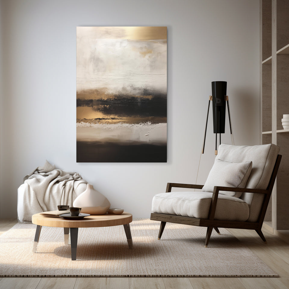 Abstract Neutral Wall Art - Canvas Print Gallery Wrap - Charred Concrete & Ochre