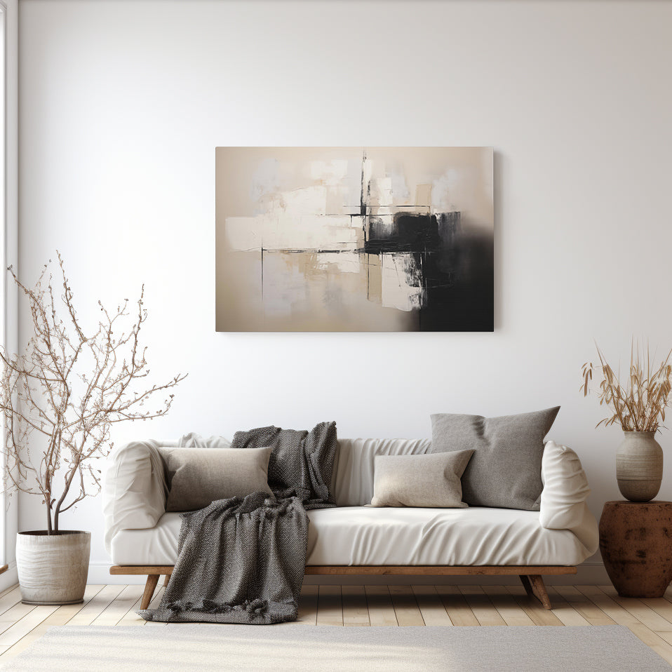 Abstract Neutral Wall Art - Canvas Print Gallery Wrap - Shock of Black