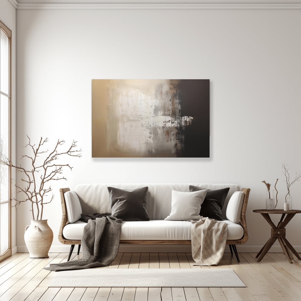 Abstract Neutral Wall Art - Canvas Print Gallery Wrap - Two-toned Ochre and Black