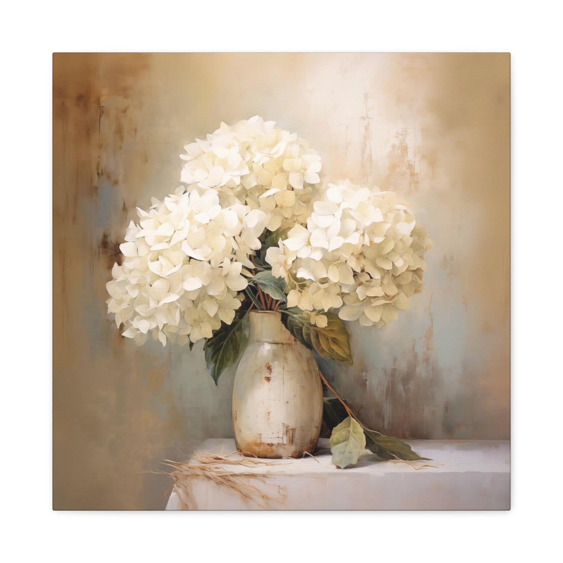 White Hydrangeas Wall Art - Canvas Print Gallery Wrap - Still Life