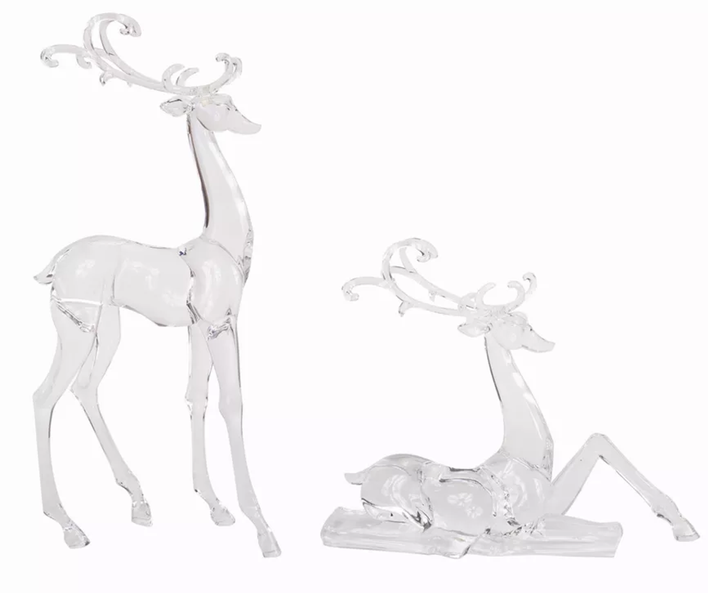 Holiday Decor Acrylic Deer Figurines (Set of 2)