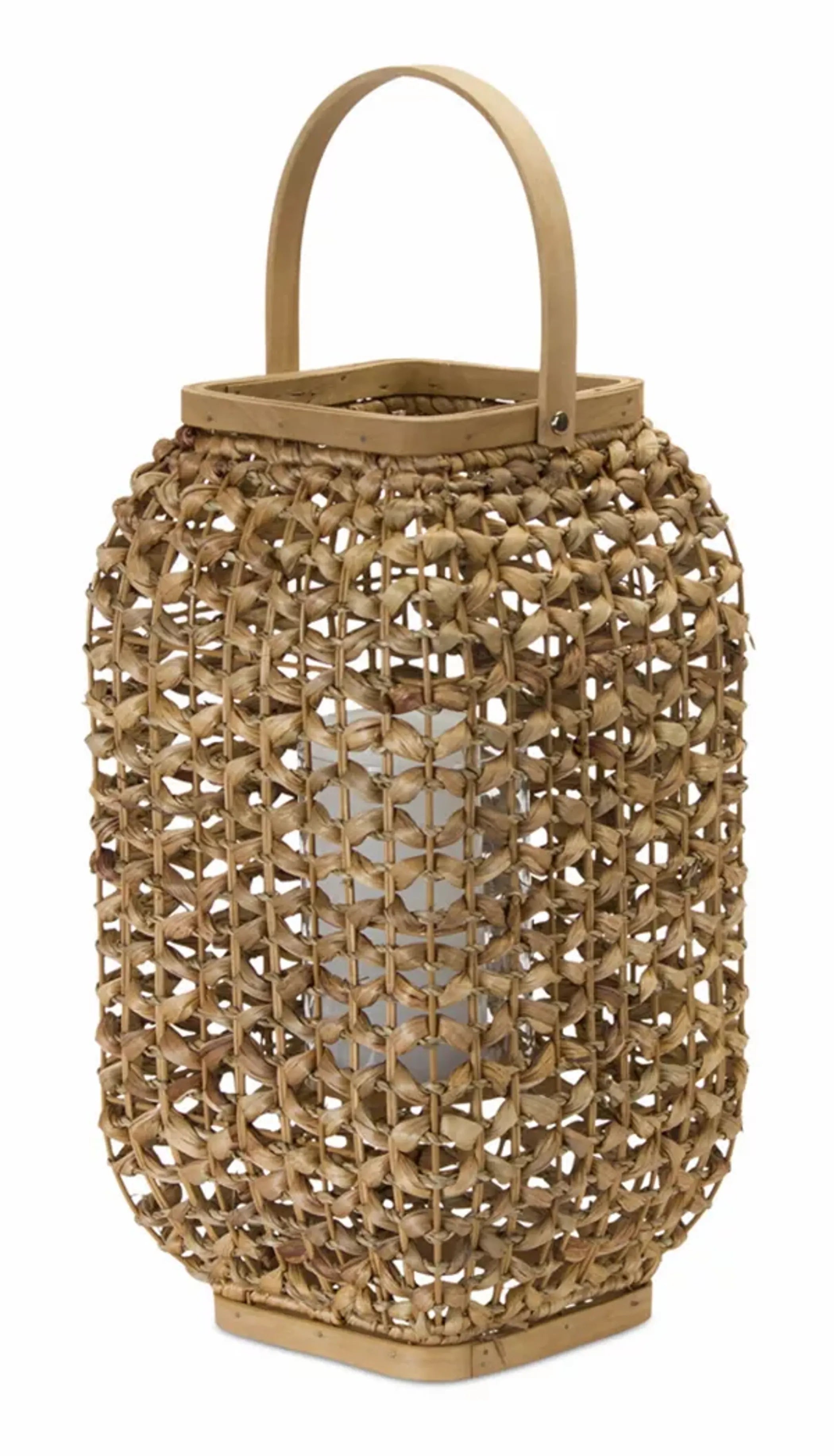 Lantern 21.5"H Wicker/Glass