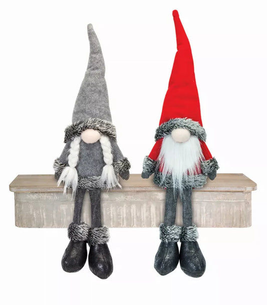 Gnome Seasonal Decor Red and Grey (Set of 4) 26"H Polyester