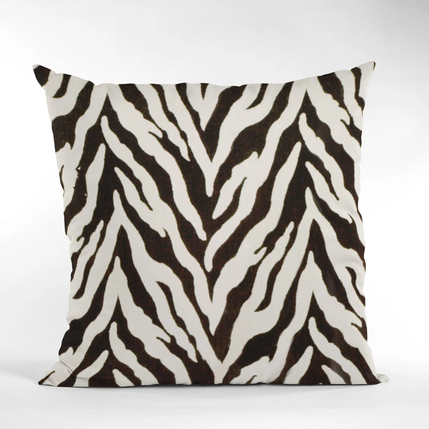 Zebra Print Velvet Luxury Throw Pillow, Ebony/Ivory