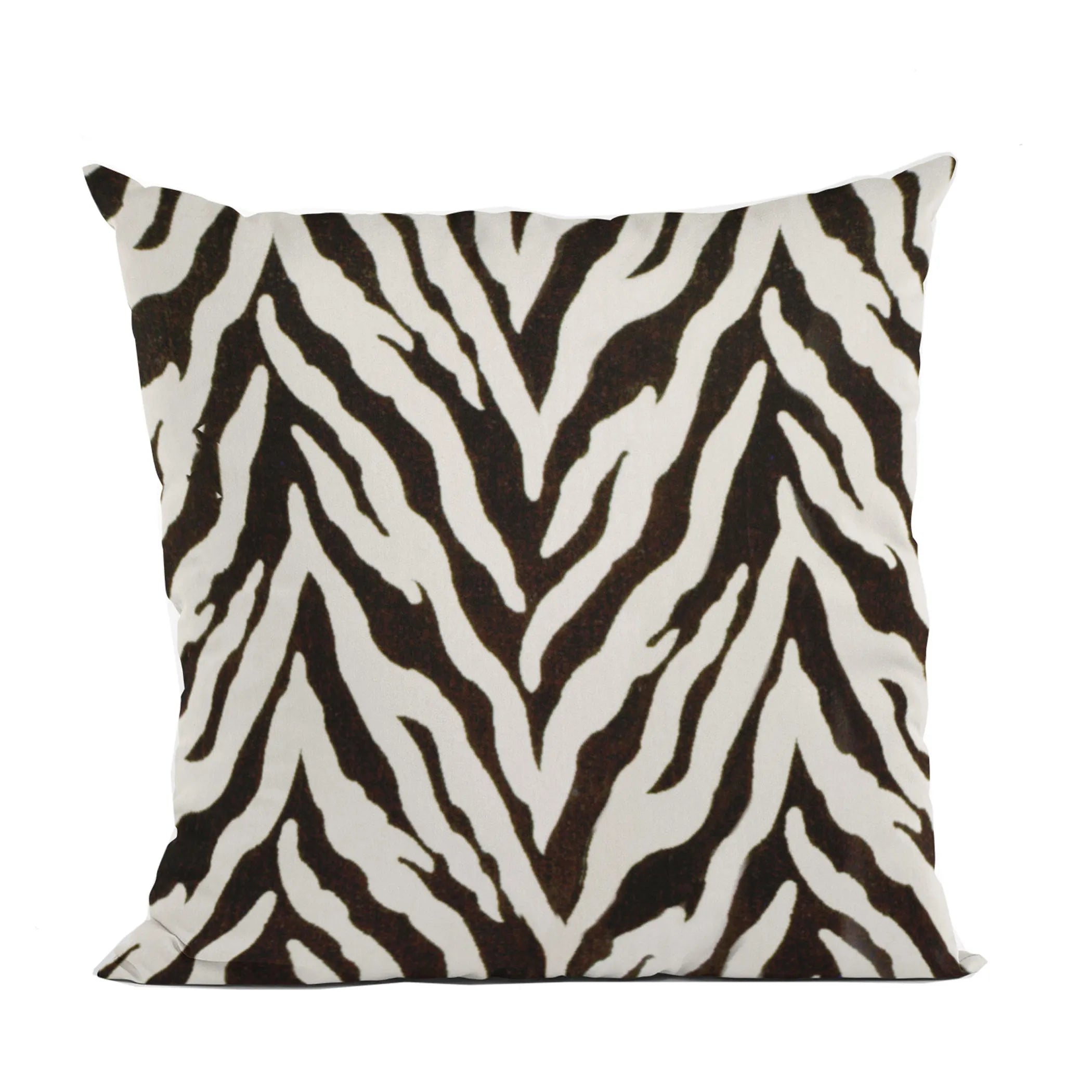 Zebra Print Velvet Luxury Throw Pillow, Ebony/Ivory