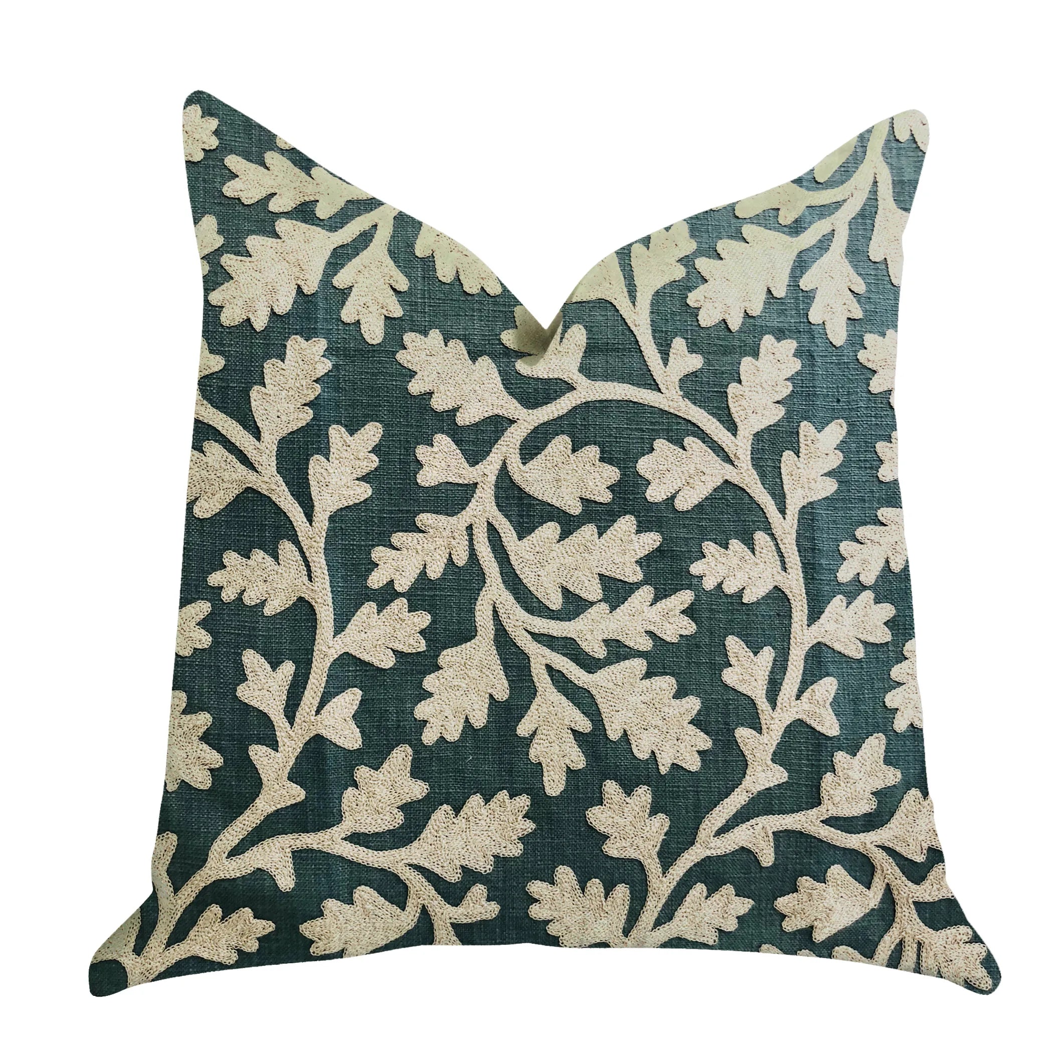 Plutus Wild Emerald Figleaf in Green Luxury Throw Pillow