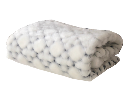 Plutus White with Black Shades Faux Fur Snow Luxury Throw