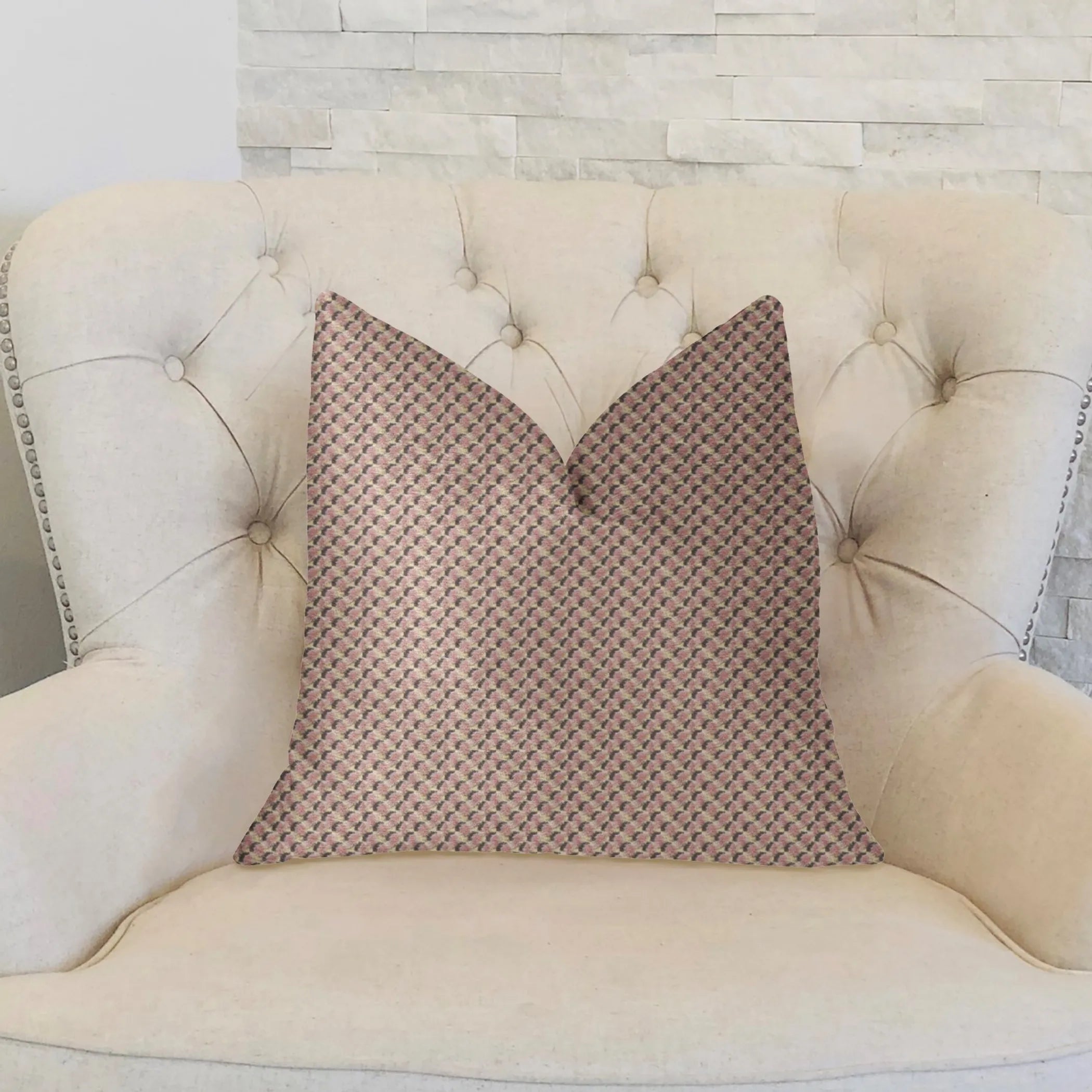 Ellie Pearl Pink and Ivory Luxury Throw Pillow