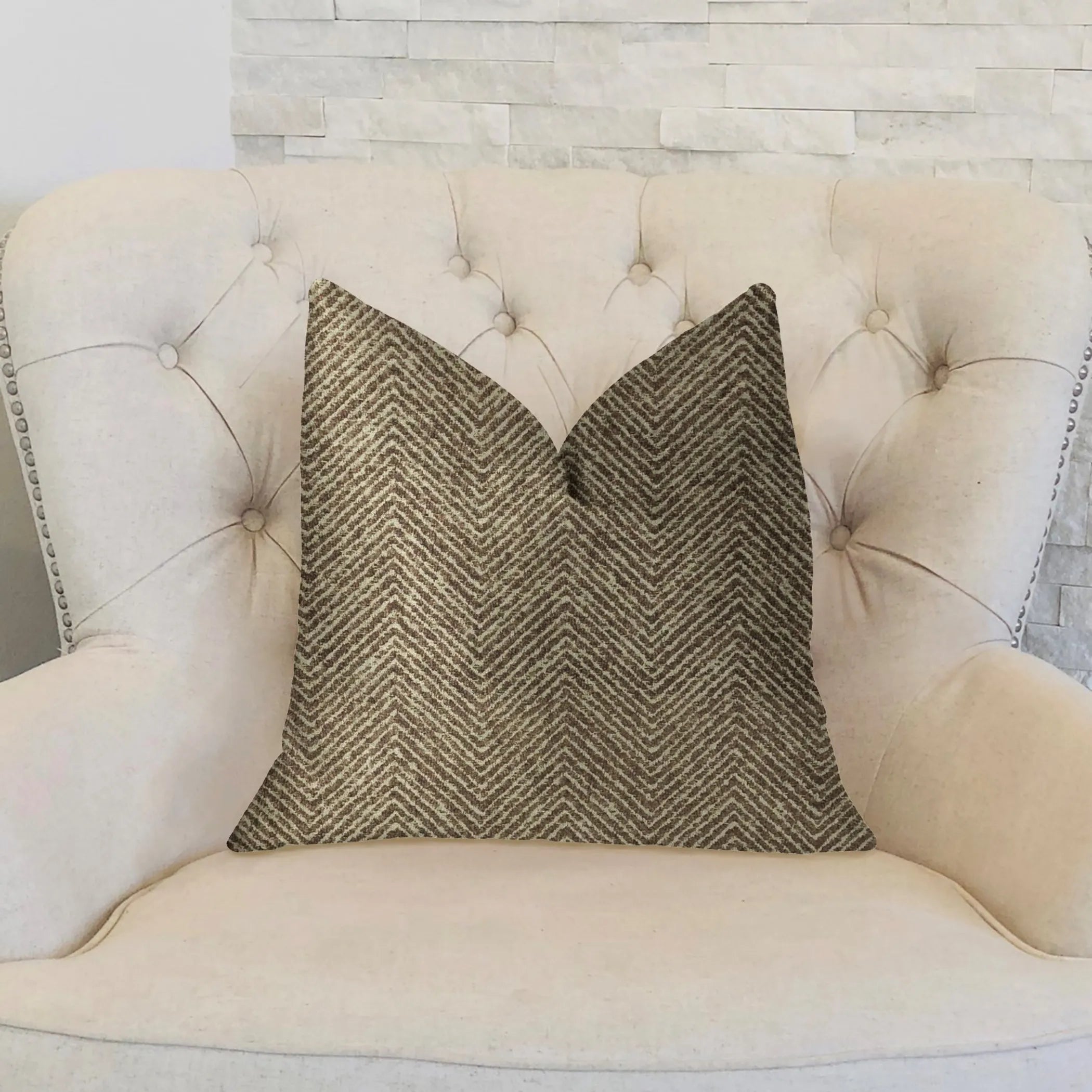 Hillside Brown Luxury Throw Pillow