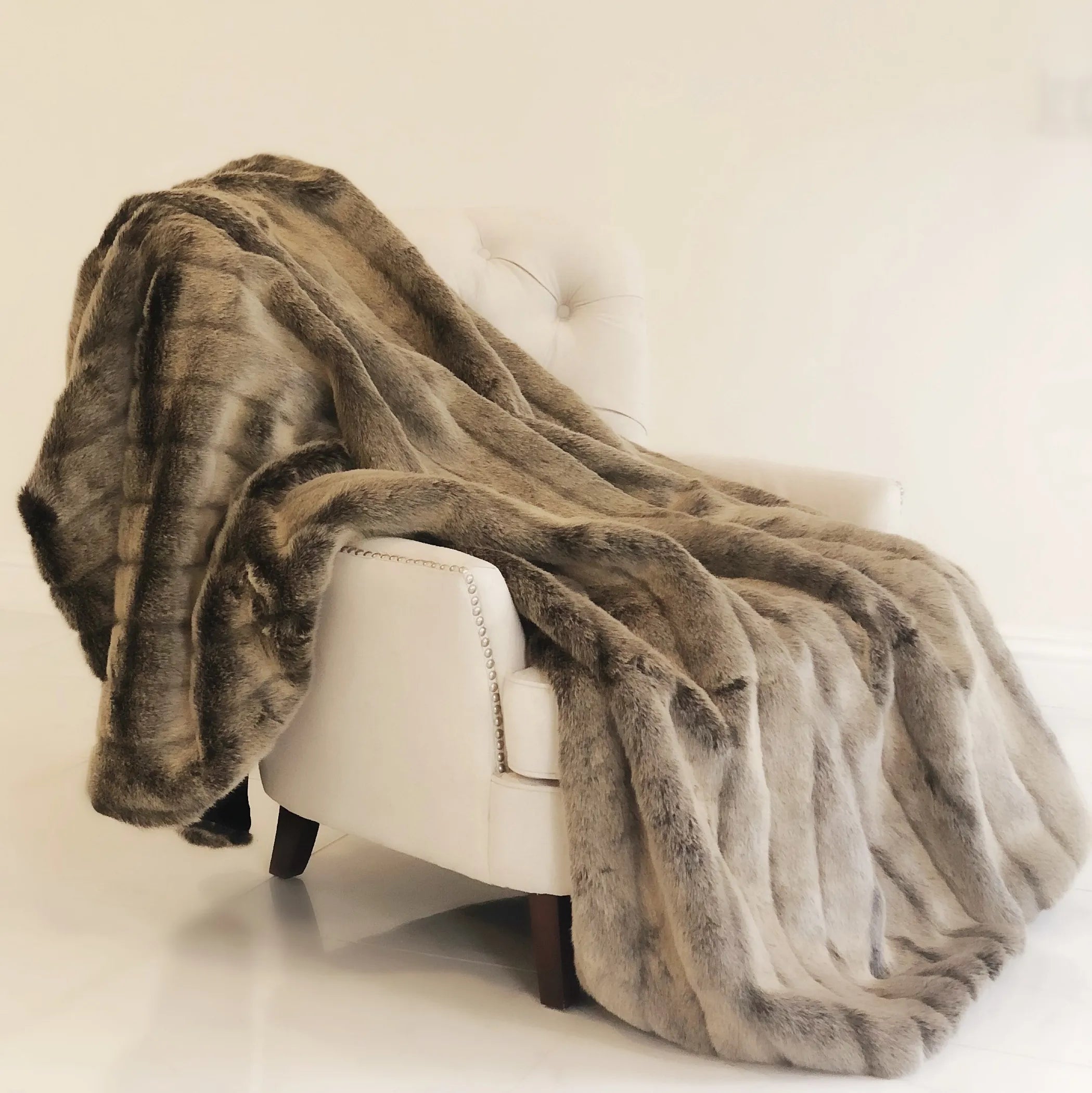 Frost Mink Dark Brown Faux Fur Luxury Throw