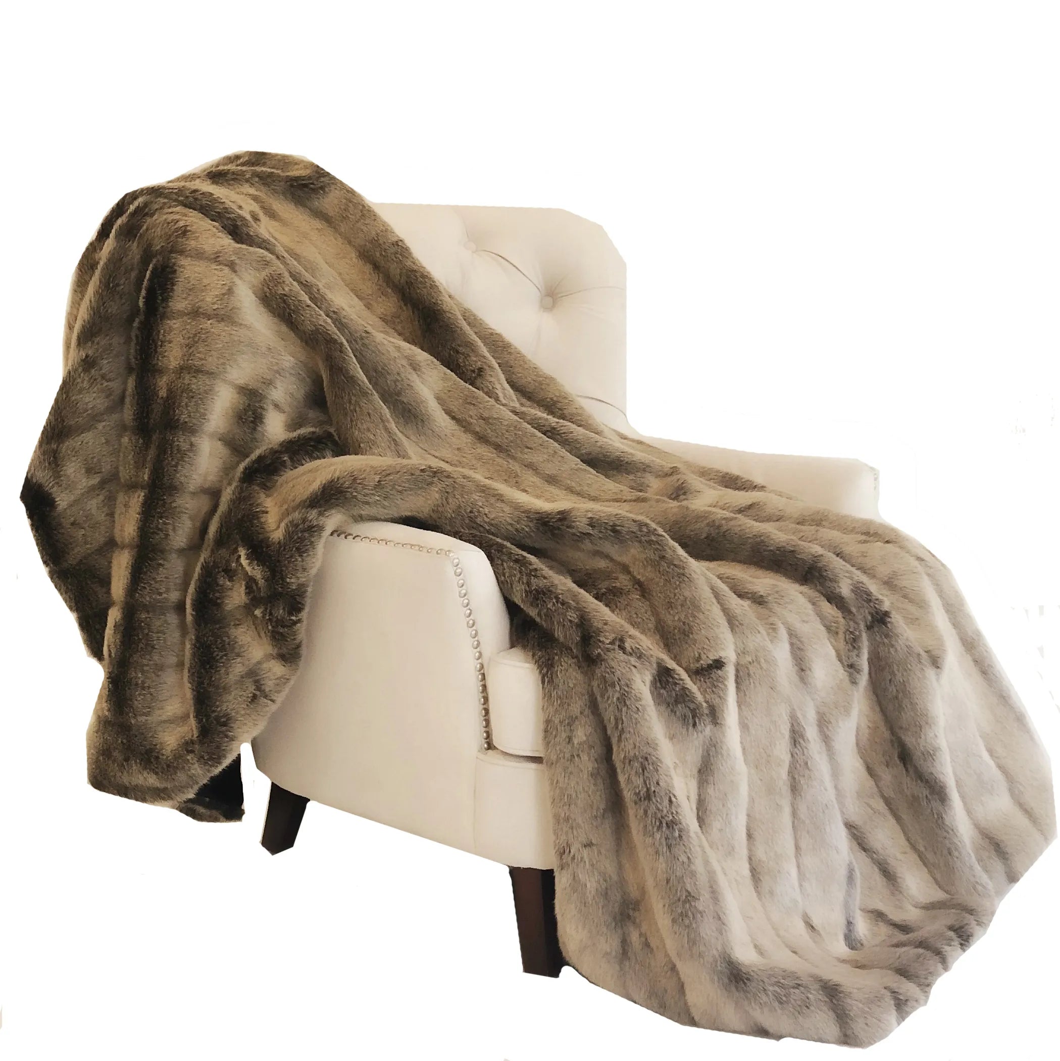 Frost Mink Dark Brown Faux Fur Luxury Throw