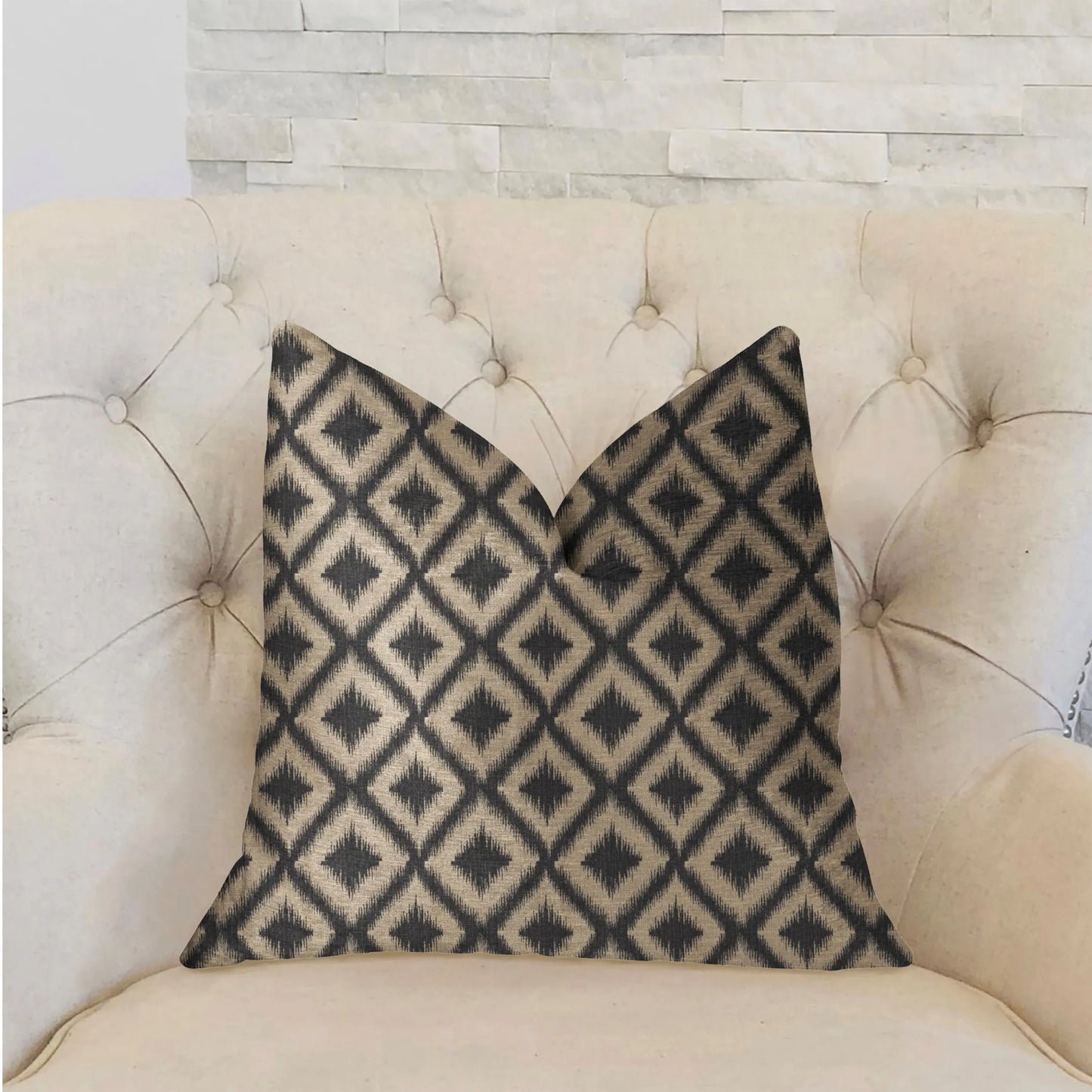 Luxury Throw Pillow, Diamond Embers Gray and Beige