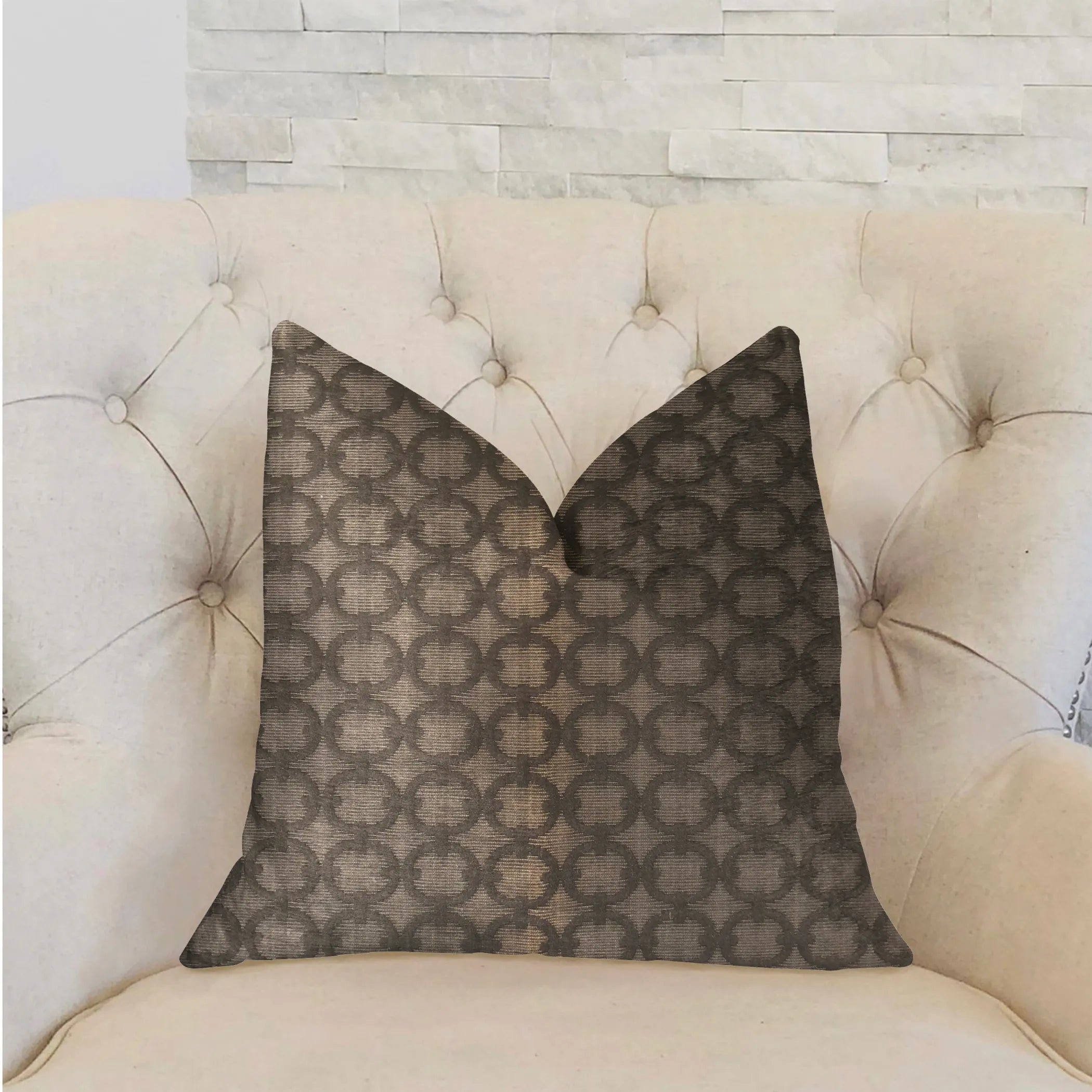 Cercles Dark Brown Luxury Throw Pillow