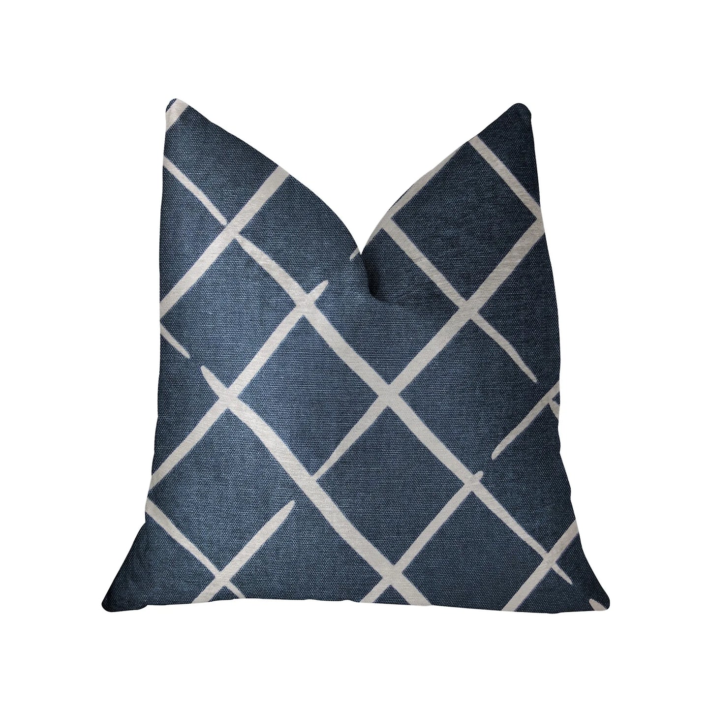 Plutus DaVinci Blue and White Luxury Throw Pillow