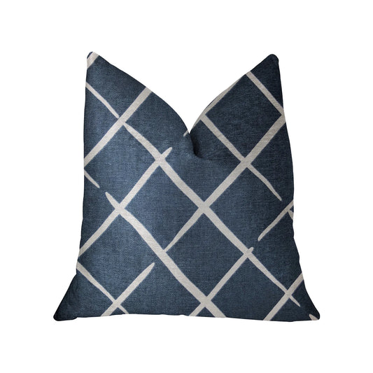 Plutus DaVinci Blue and White Luxury Throw Pillow