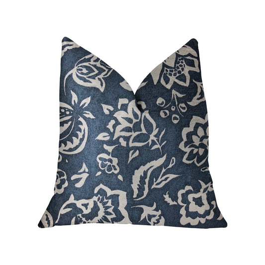 Plutus Elsi Pom Blue and White Luxury Throw Pillow