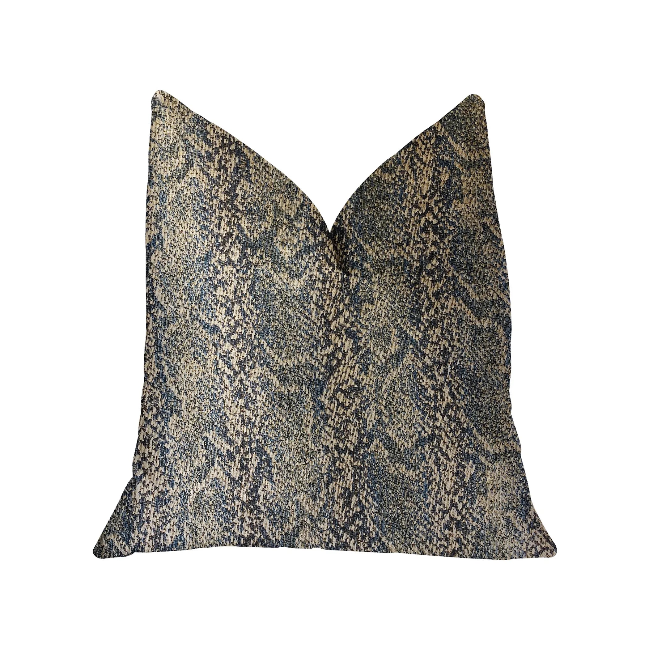 Luxury Throw Pillow, Exotic Phantom Blue and Gold