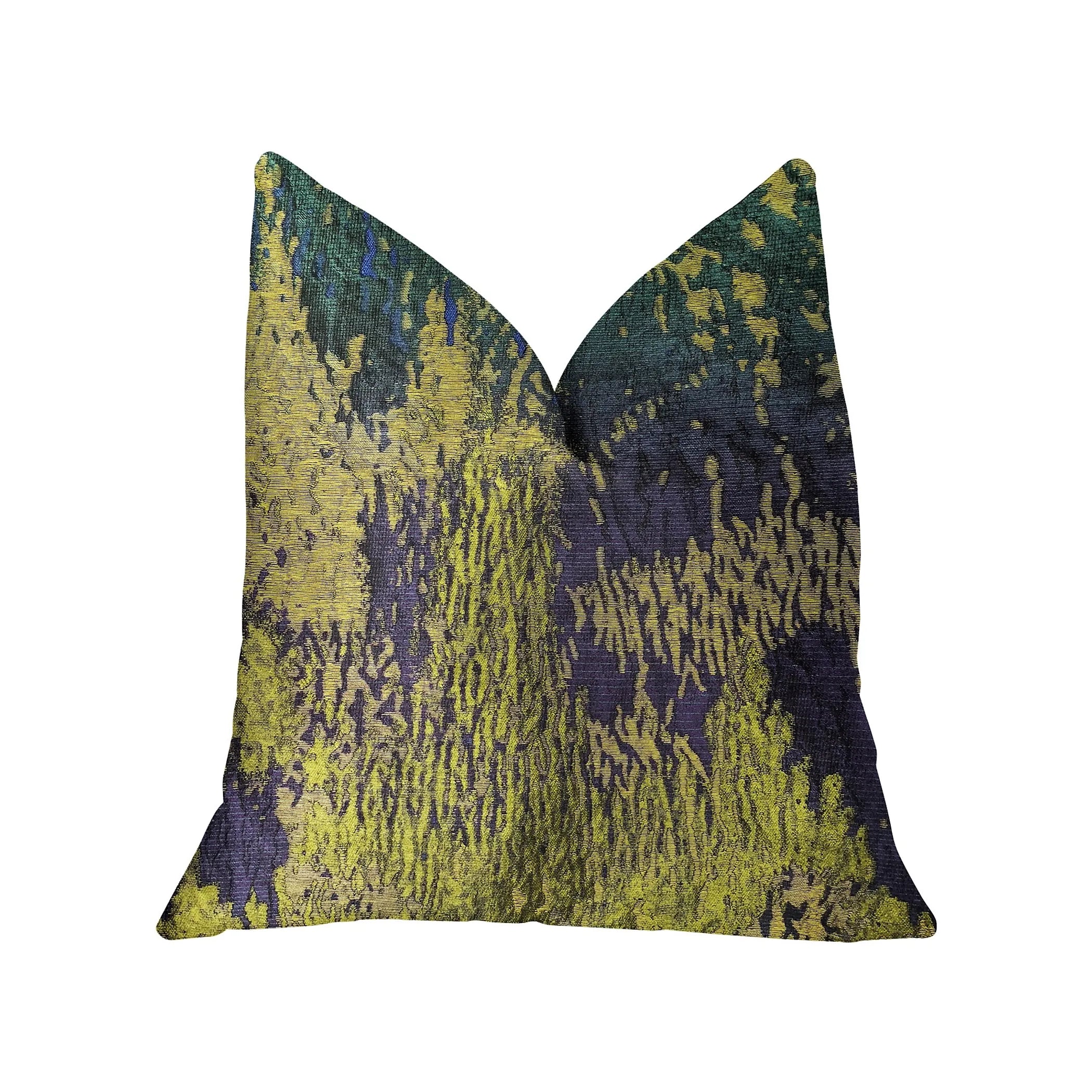 Plutus Emerald Rainforest Green, Yellow and Blue Luxury Throw Pillow