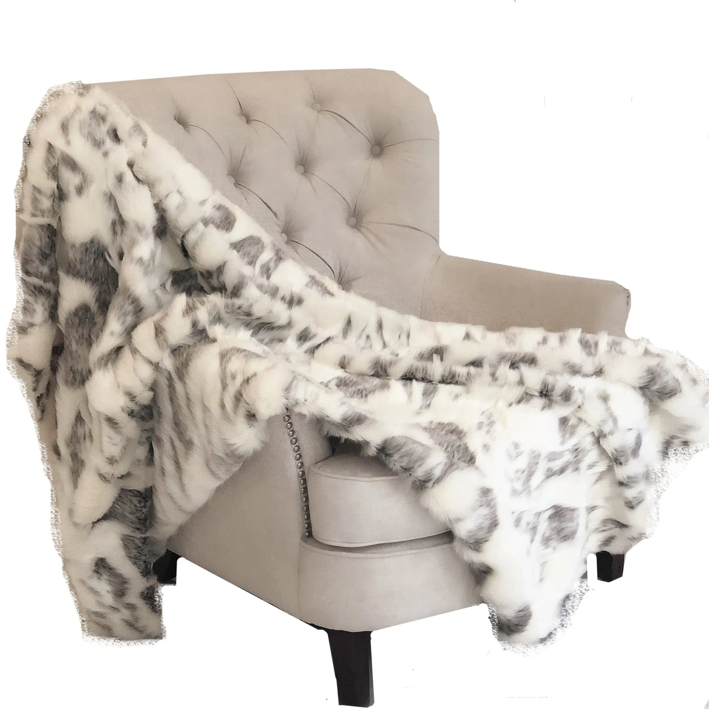 Plutus Ivory Rabbit Faux Fur Handmade Luxury Throw