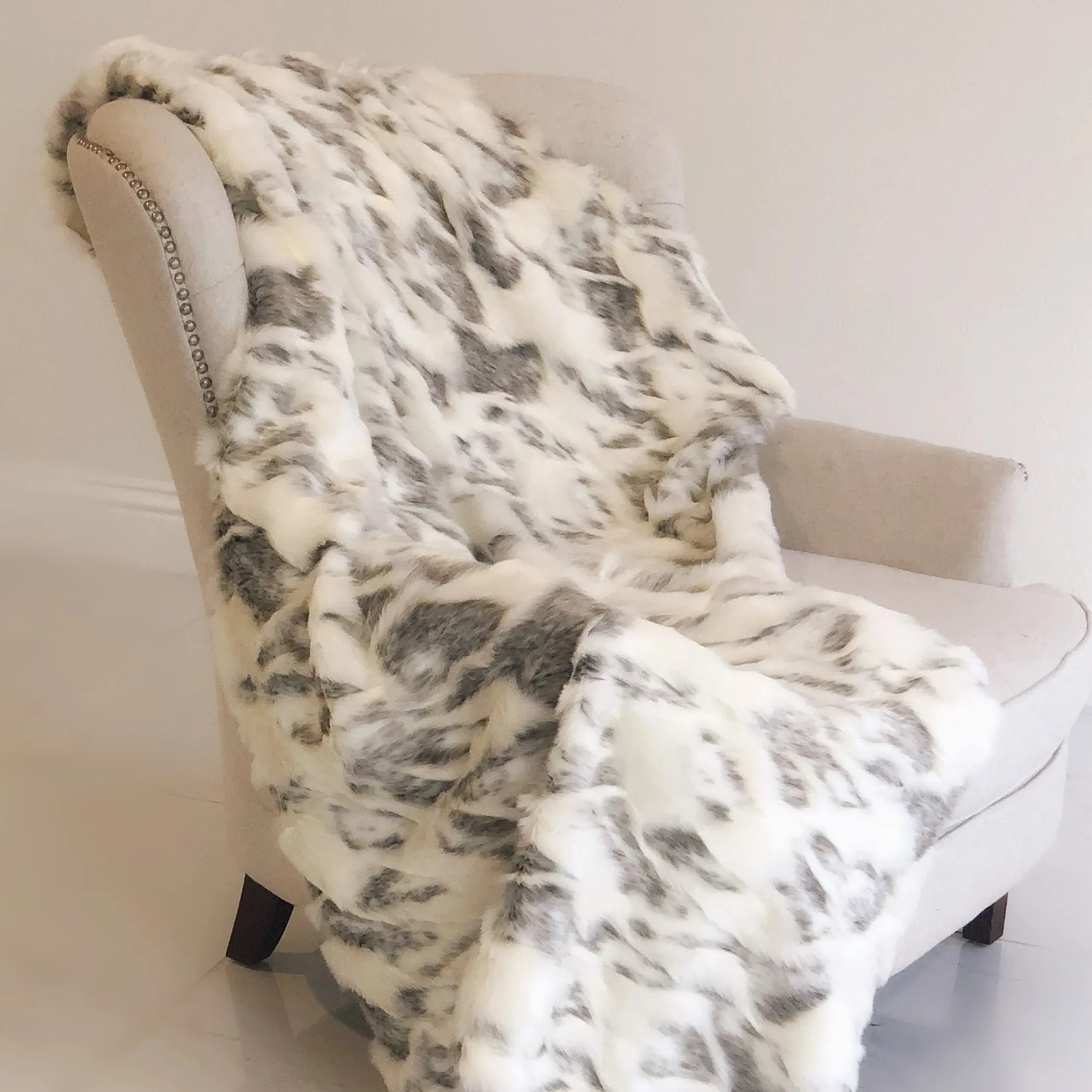 Ivory Rabbit Faux Fur Handmade Luxury Throw