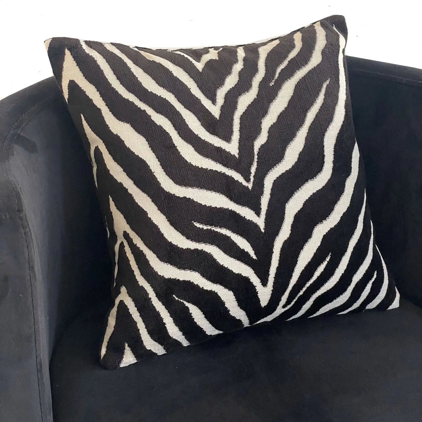 Animal Motif Luxury Throw Pillow, Black Zebra Black