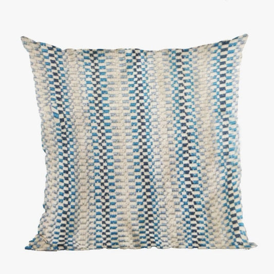 Luxury Outdoor/Indoor Throw Pillow, Garden Tassel Blue Stripes