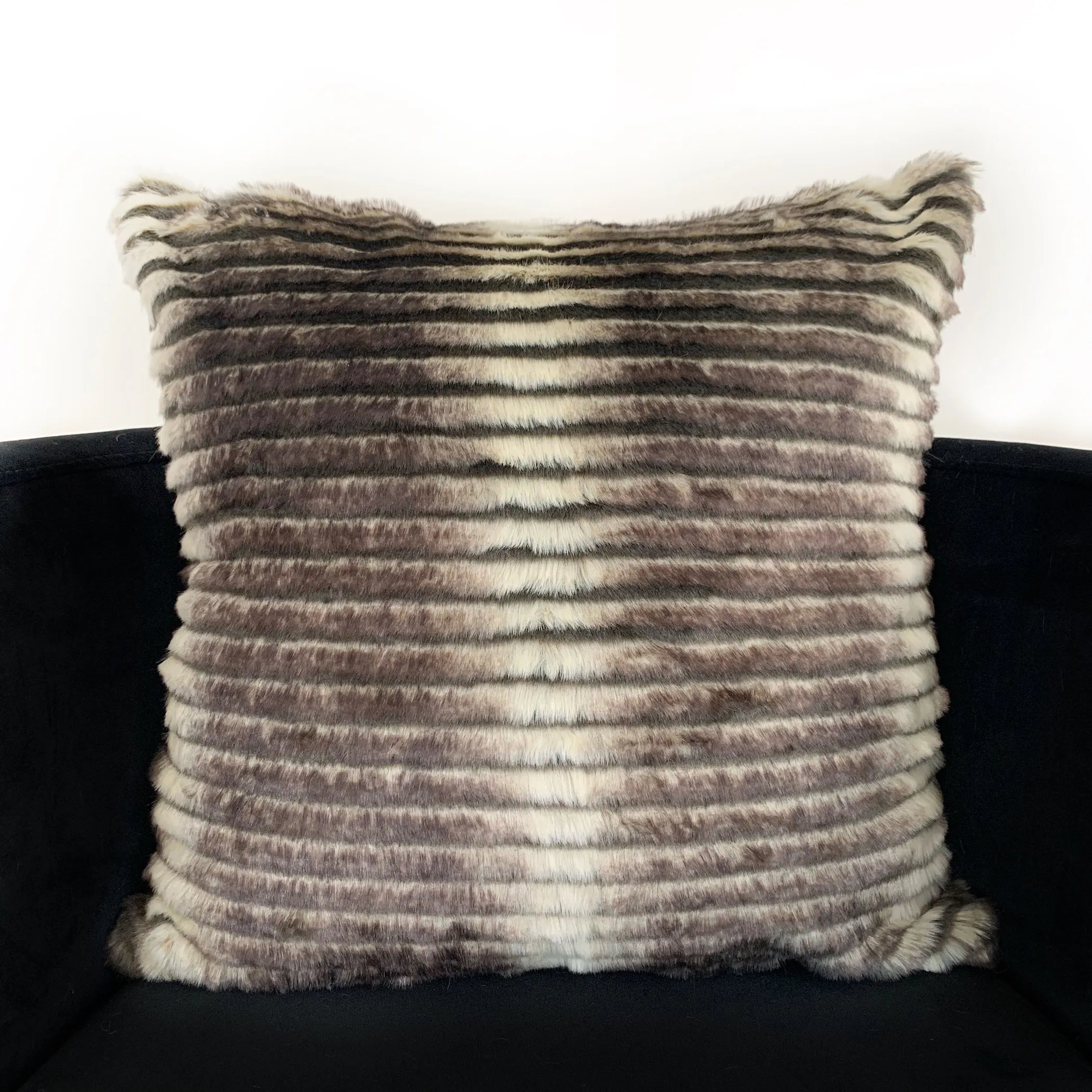 Animal Faux Fur Luxury Throw Pillow, Grey, Taupe Gray & Taupe