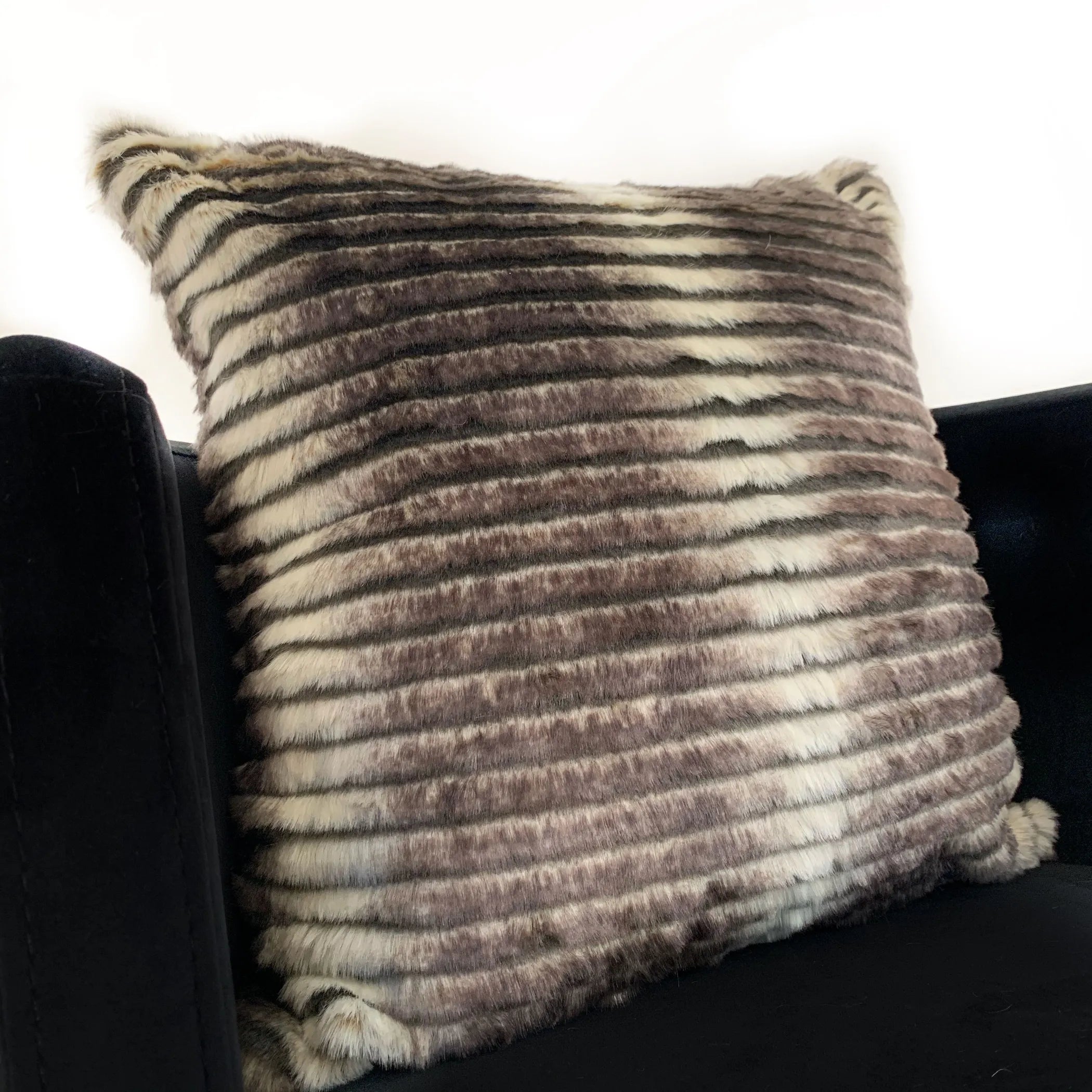 Animal Faux Fur Luxury Throw Pillow, Grey, Taupe Gray & Taupe