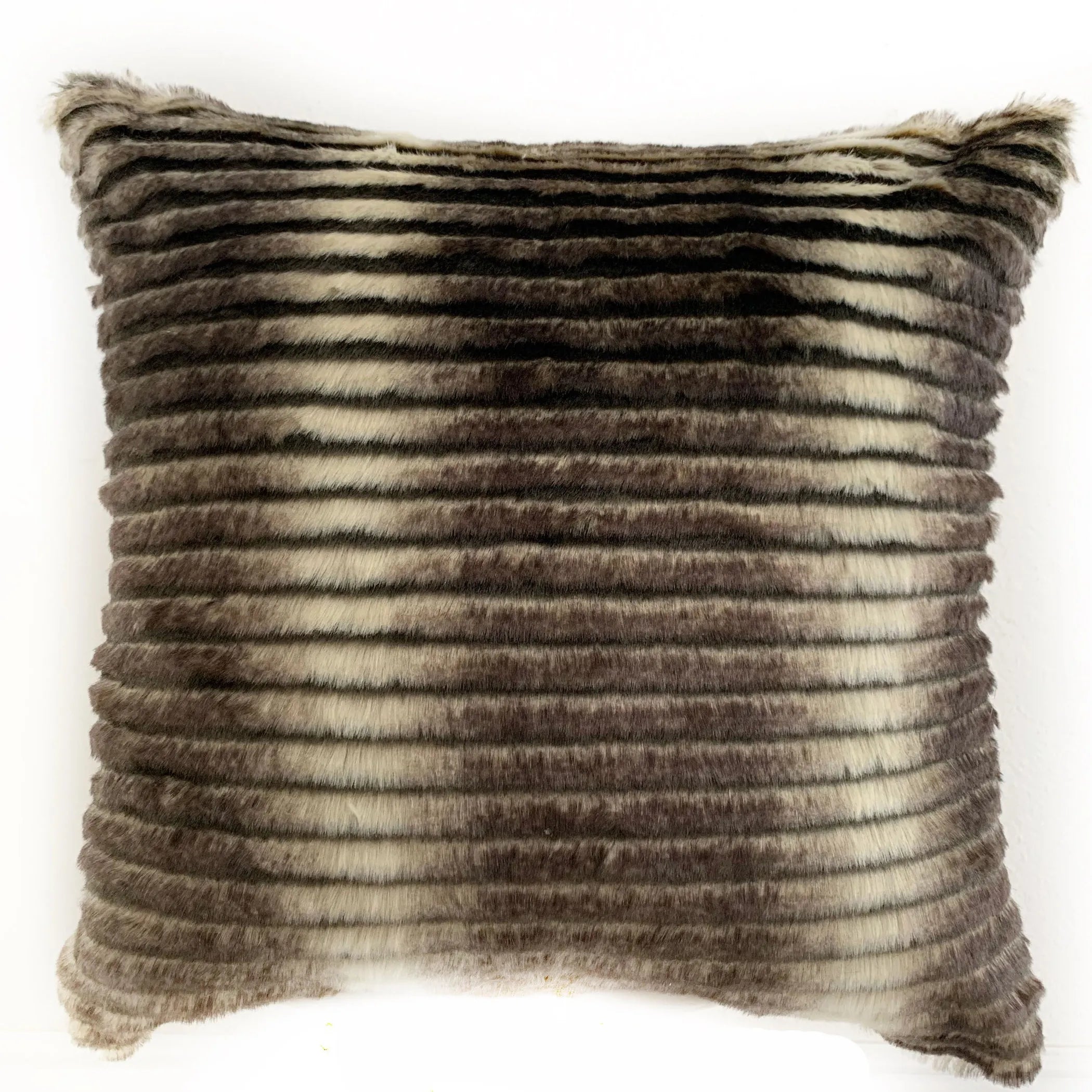 Animal Faux Fur Luxury Throw Pillow, Grey, Taupe Gray & Taupe