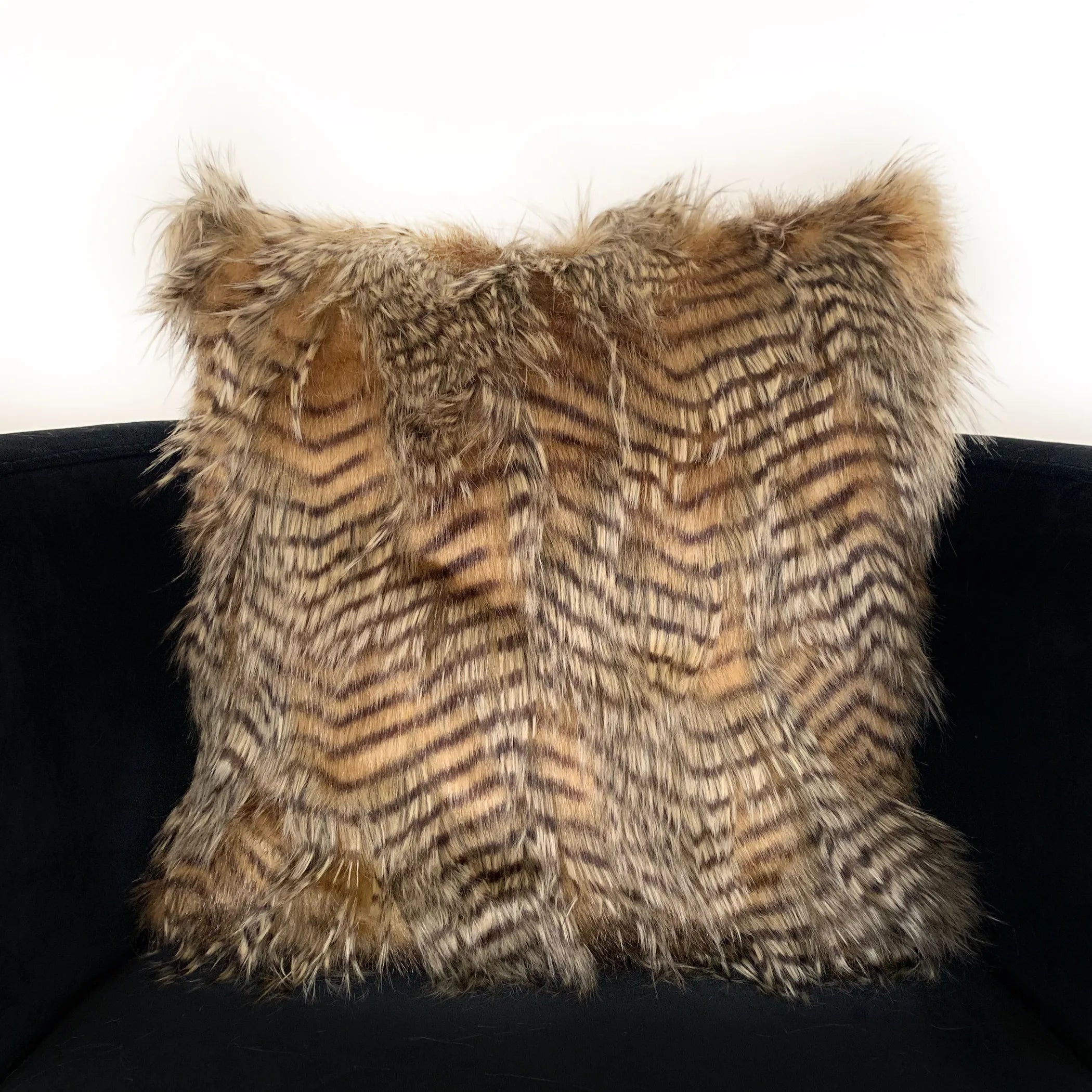 Animal Faux Fur Luxury Throw Pillow, Brown and Grey Porcupine