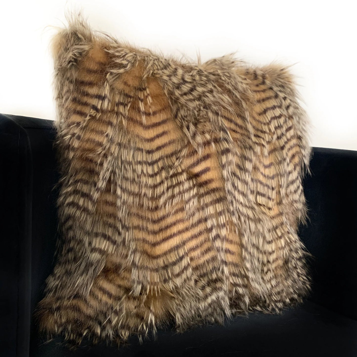 Animal Faux Fur Luxury Throw Pillow, Brown and Grey Porcupine