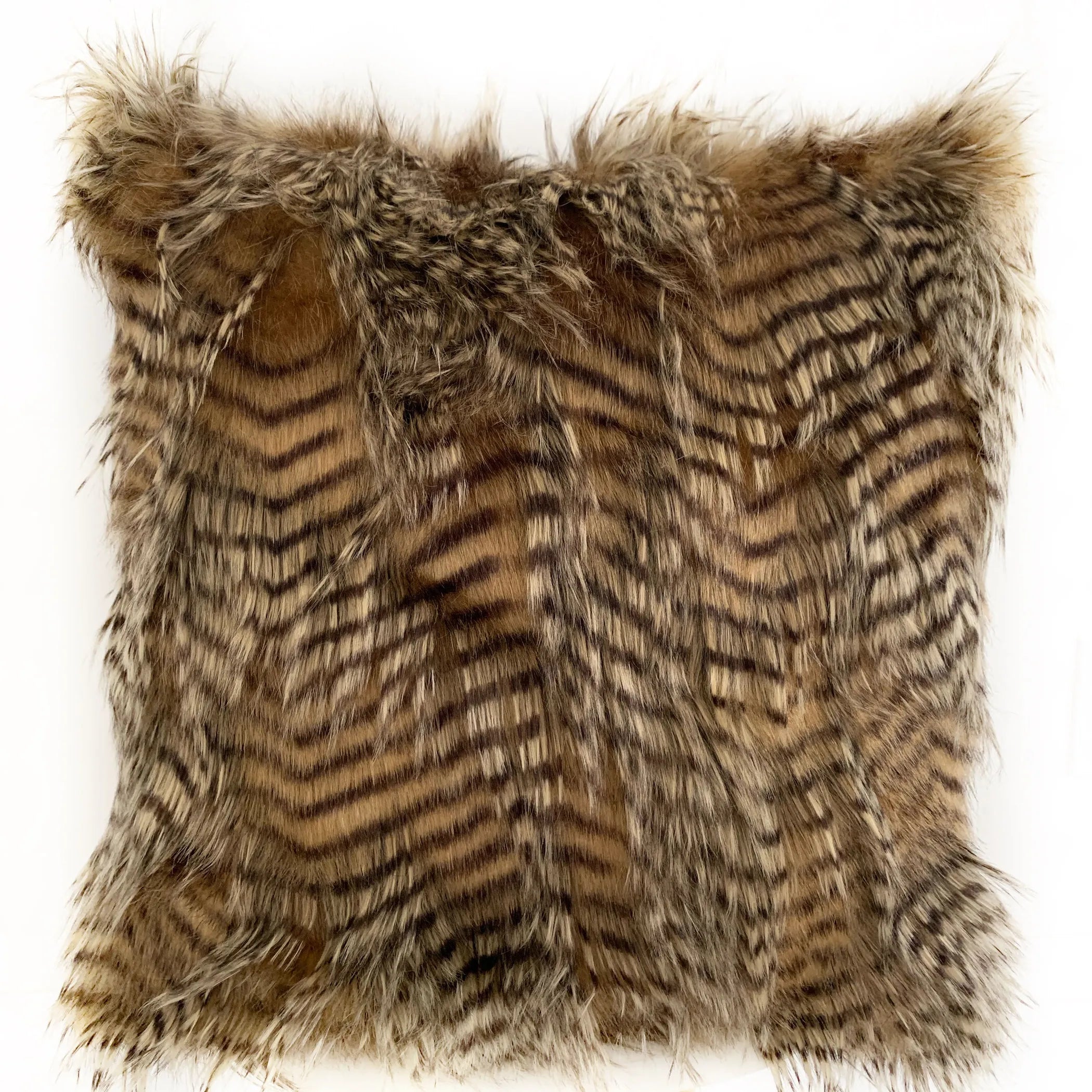 Animal Faux Fur Luxury Throw Pillow, Brown and Grey Porcupine