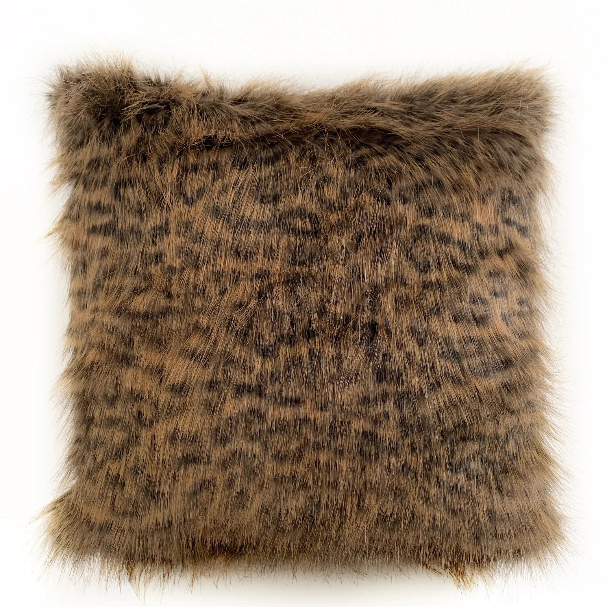 Animal Faux Fur Luxury Throw Pillow, Brown Tawny WildCat