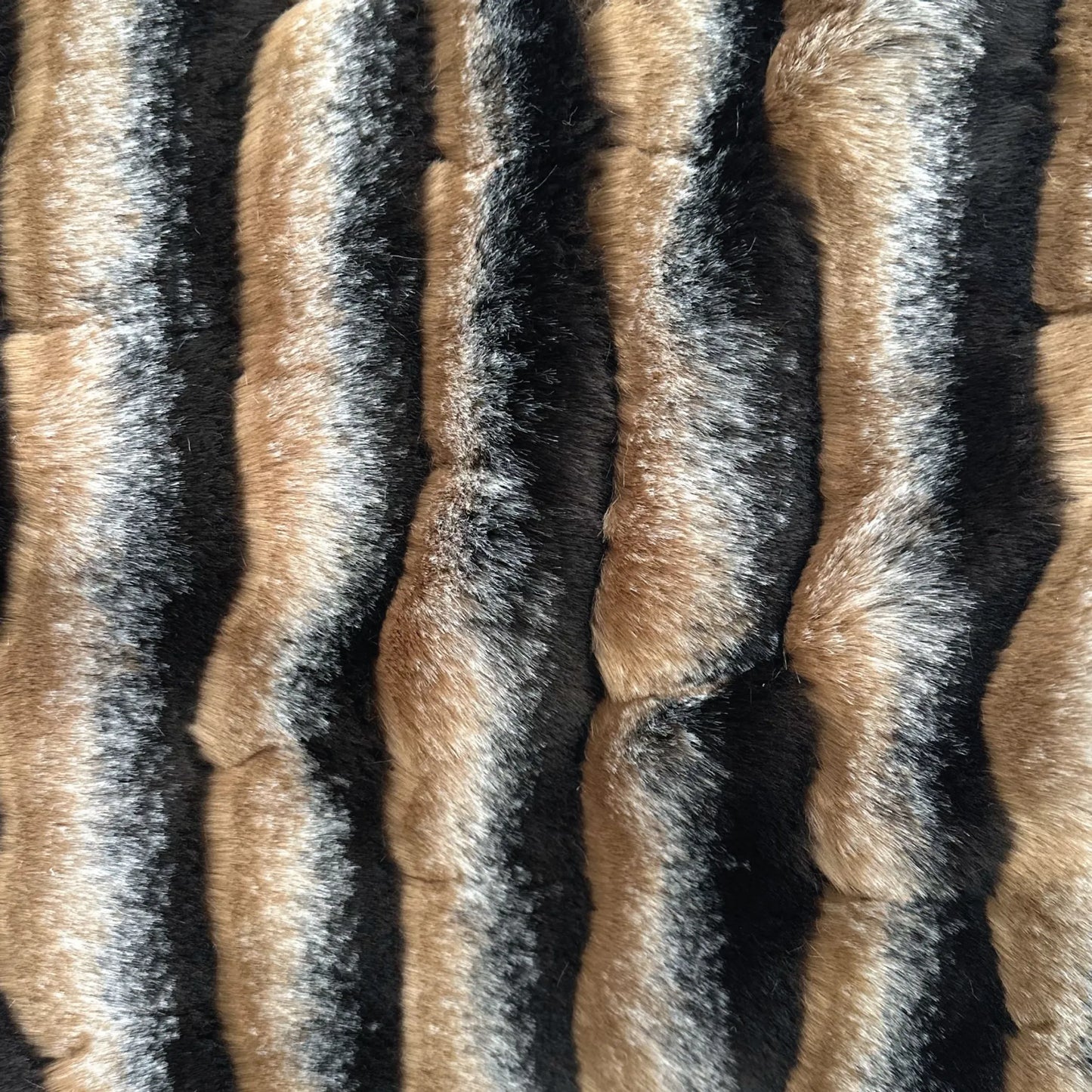 Plutus Taupe and Black Wild Wolf Plush Handmade Luxury Faux Fur Throw