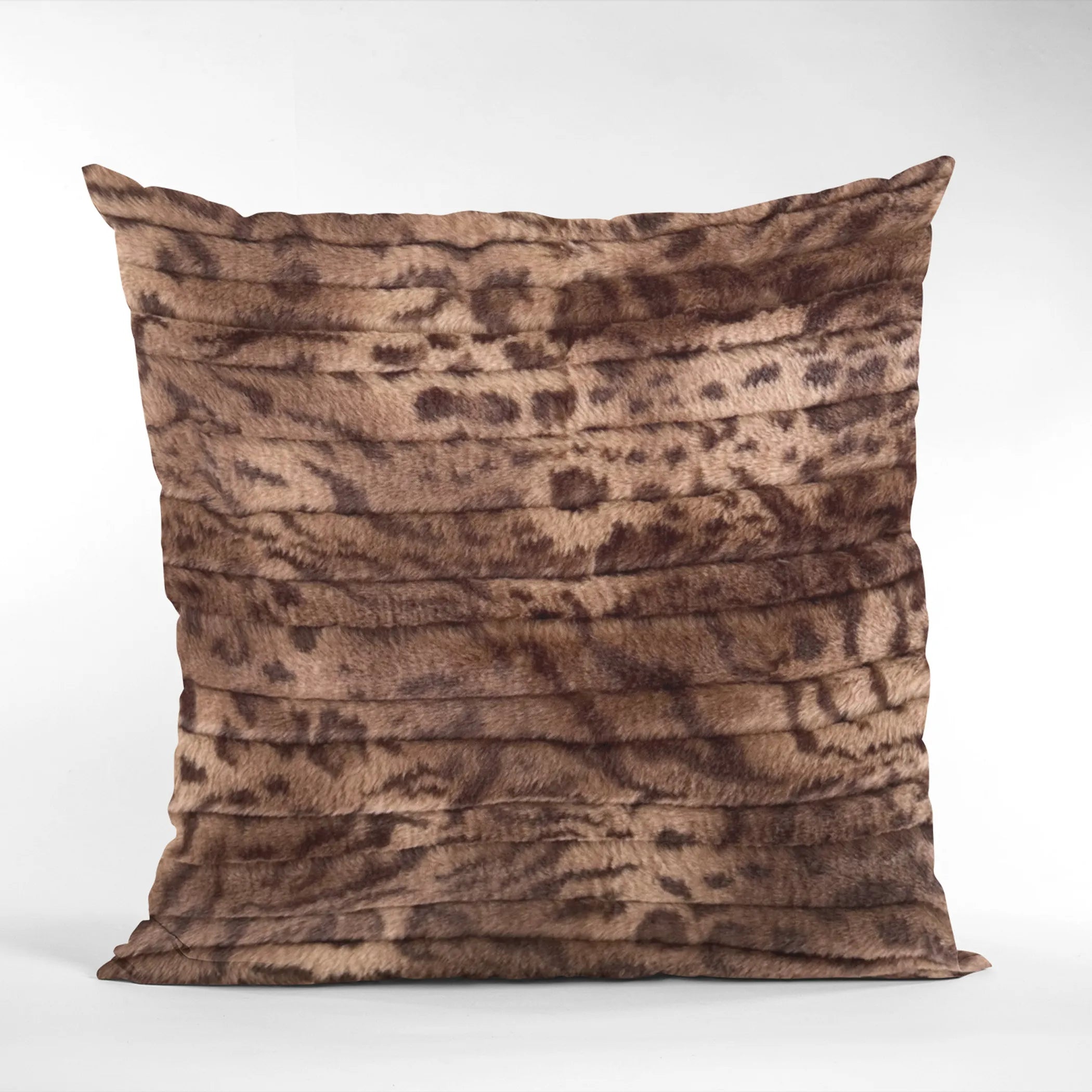 Brown Luxe Lash Animal Faux Fur Luxury Throw Pillow