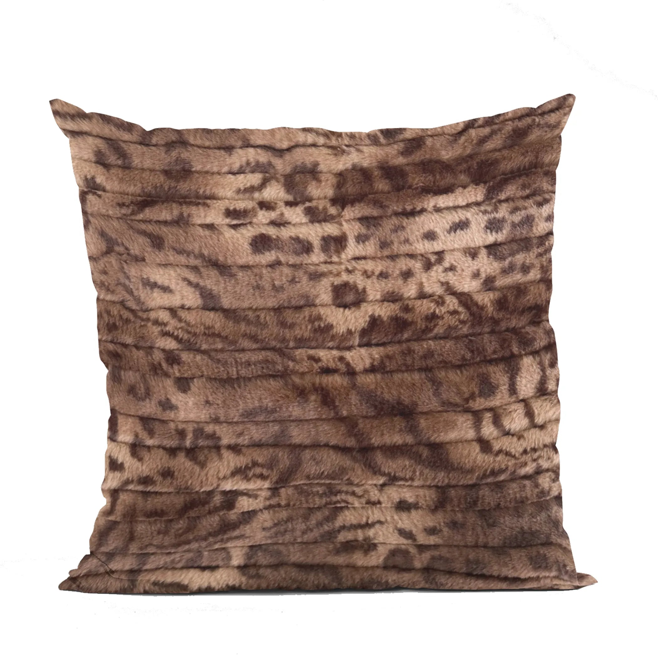 Brown Luxe Lash Animal Faux Fur Luxury Throw Pillow