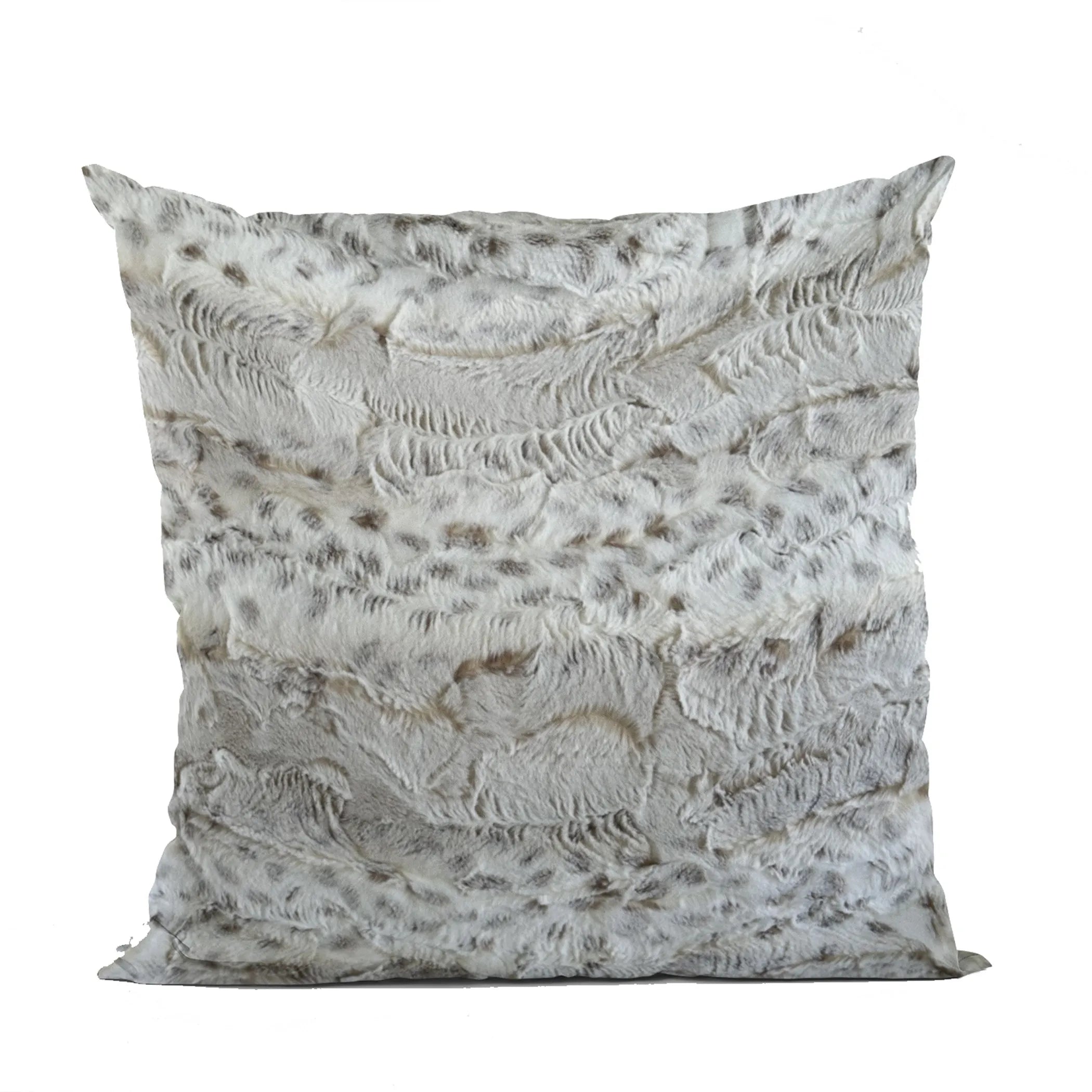 Animal Faux Fur Luxury Throw Pillow, Taupe Lynx