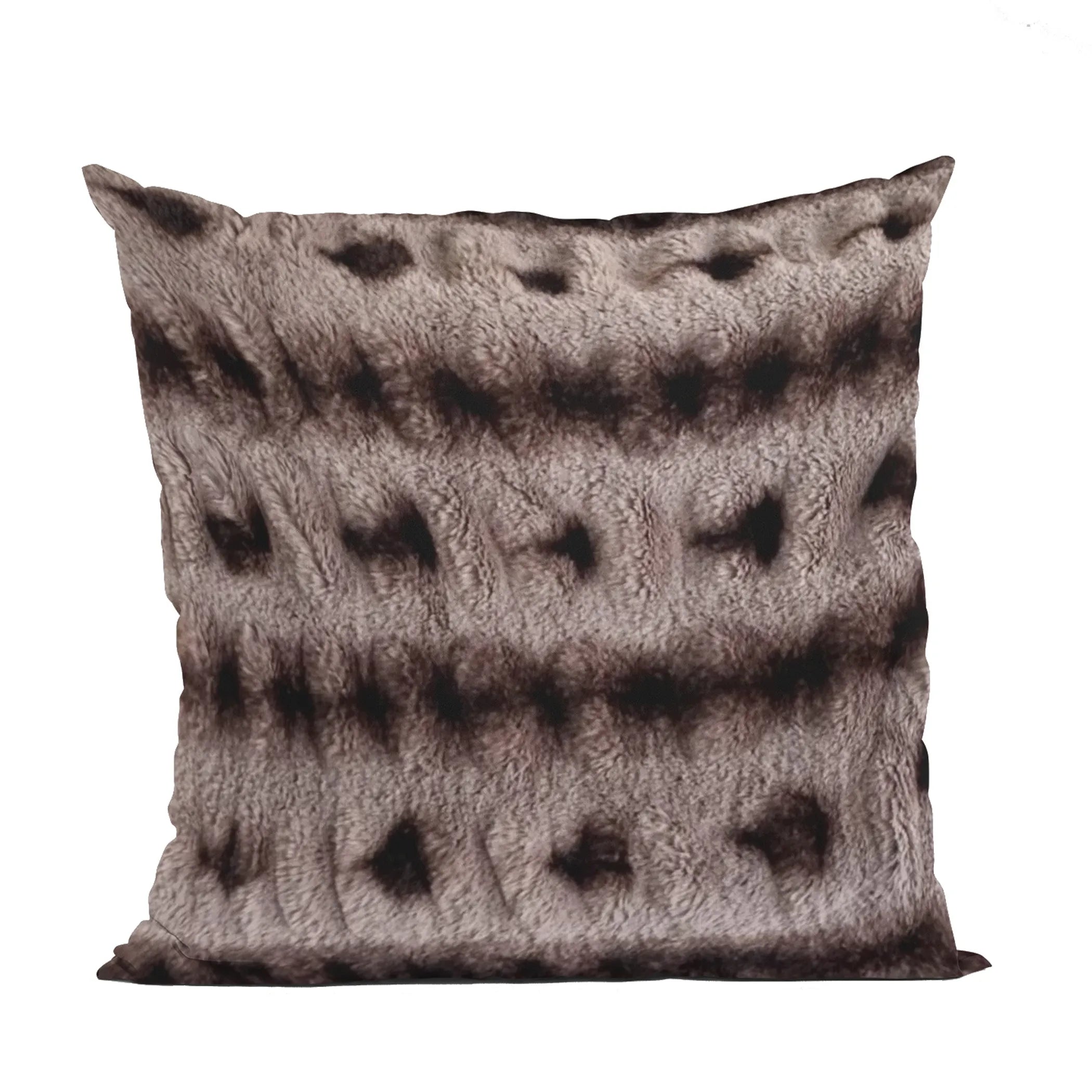 Animal Faux Fur Luxury Throw Pillow, Brown Fluffy Bunni