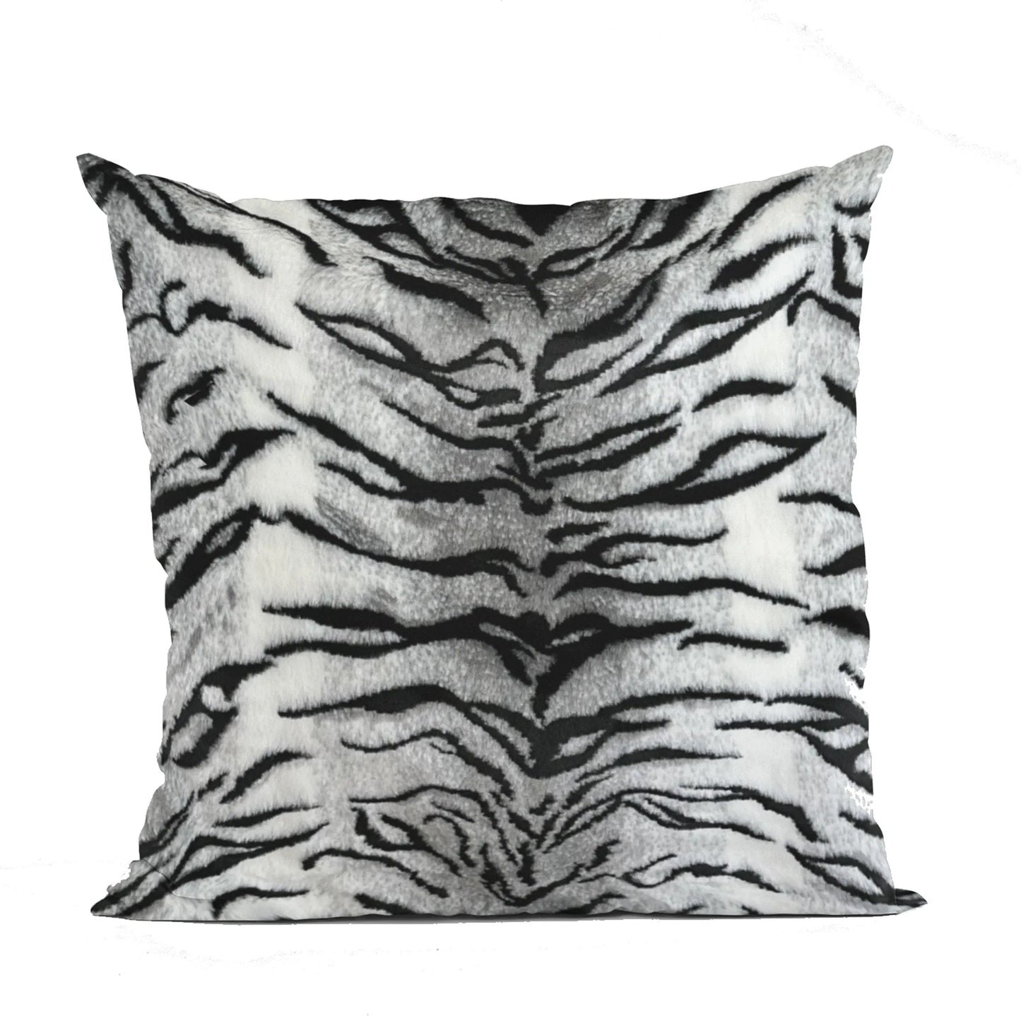 Animal Faux Fur Luxury Throw Pillow, Black and White Zebra